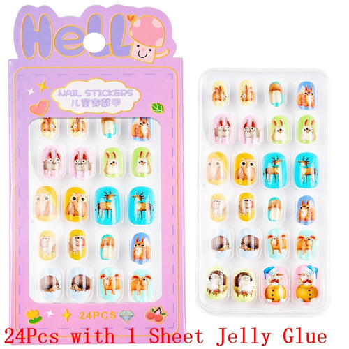  Children Press On Nails 24 Pcs Cute Fake Nails cashymart