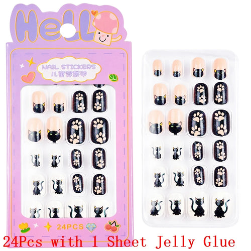  Children Press On Nails 24 Pcs Cute Fake Nails cashymart
