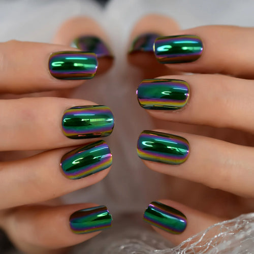  Chrome Press On Nails Full Cover Set cashymart