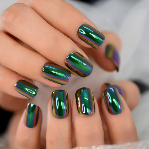  Chrome Press On Nails Full Cover Set cashymart