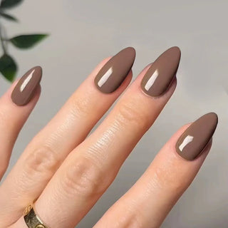 Classic Glossy Long Pointed Fake Nails Set cashymart