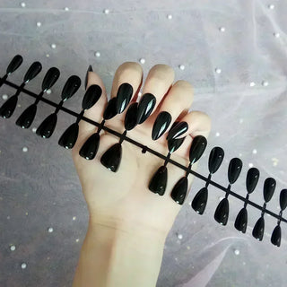  Classic Glossy Long Pointed Fake Nails Set cashymart