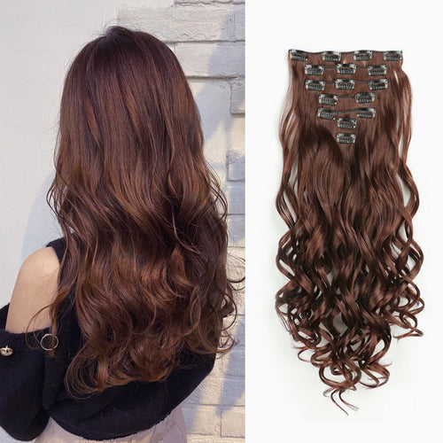  Clip In Hair Extensions 7 PCS 22 Inch Wavy Curly Synthetic Hair Pieces cashymart