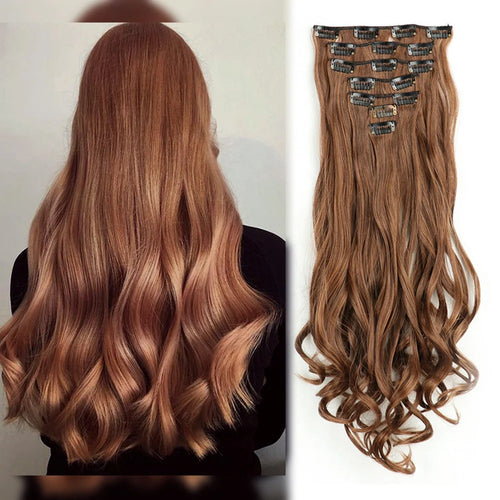  Clip In Hair Extensions 7 PCS 22 Inch Wavy Curly Synthetic Hair Pieces cashymart