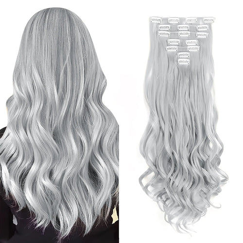  Clip In Hair Extensions 7 PCS 22 Inch Wavy Curly Synthetic Hair Pieces cashymart