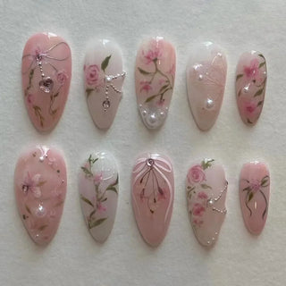  Colorful 3D Flower & Butterfly Press-On Nails cashymart