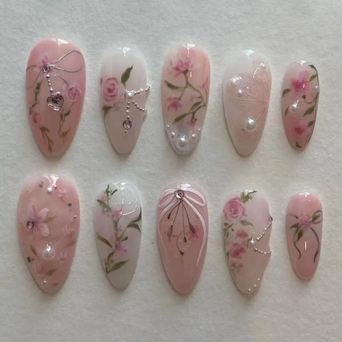  Colorful 3D Flower & Butterfly Press-On Nails cashymart