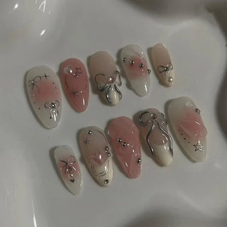  Colorful 3D Flower & Butterfly Press-On Nails cashymart