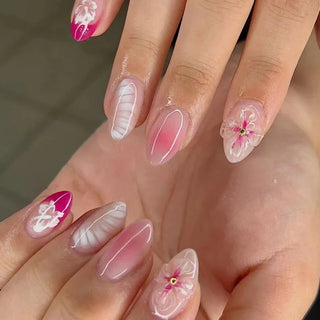  Colorful 3D Flower & Butterfly Press-On Nails cashymart