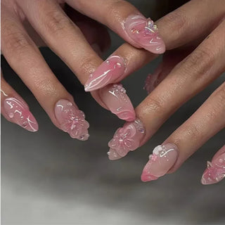  Colorful 3D Flower & Butterfly Press-On Nails cashymart