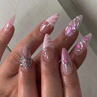  Colorful 3D Flower & Butterfly Press-On Nails cashymart