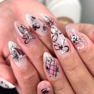  Colorful 3D Flower & Butterfly Press-On Nails cashymart