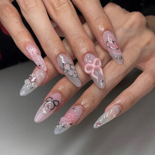  Colorful 3D Flower & Butterfly Press-On Nails cashymart
