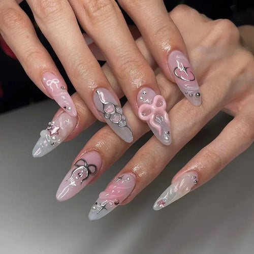  Colorful 3D Flower & Butterfly Press-On Nails cashymart
