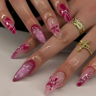  Colorful 3D Flower & Butterfly Press-On Nails cashymart