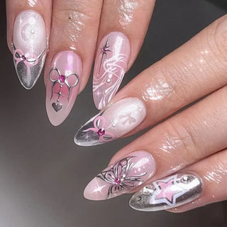 Colorful 3D Flower & Butterfly Press-On Nails cashymart