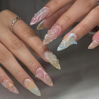 Colorful 3D Flower & Butterfly Press-On Nails cashymart