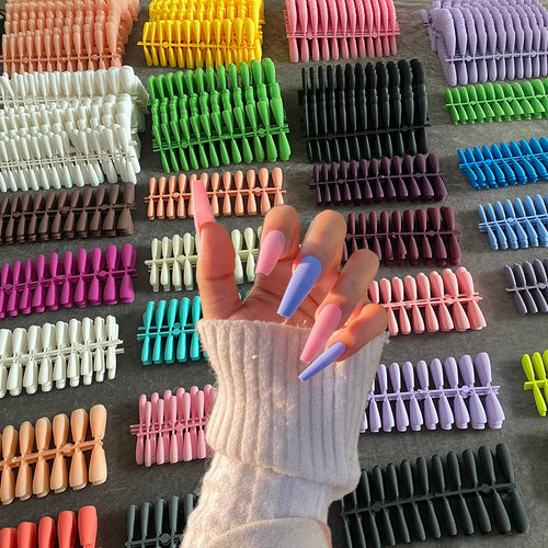  Colorful Matte Super Long Coffin Nails cashymart