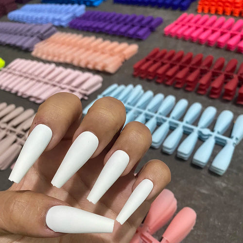  Colorful Matte Super Long Coffin Nails cashymart