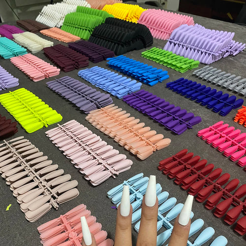  Colorful Matte Super Long Coffin Nails cashymart