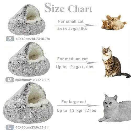  Cozy 2-in-1 Plush Cat Bed cashymart