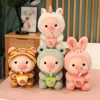  Cute 25cm Bubble Tea Pig Plush Toy cashymart
