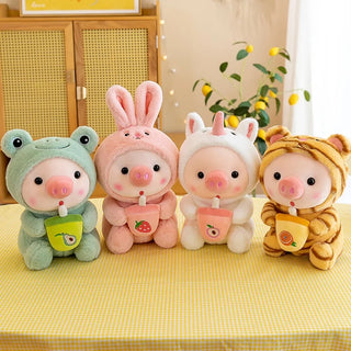  Cute 25cm Bubble Tea Pig Plush Toy cashymart