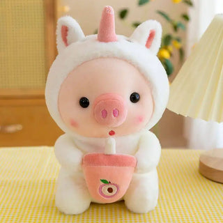  Cute 25cm Bubble Tea Pig Plush Toy cashymart