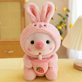  Cute 25cm Bubble Tea Pig Plush Toy cashymart