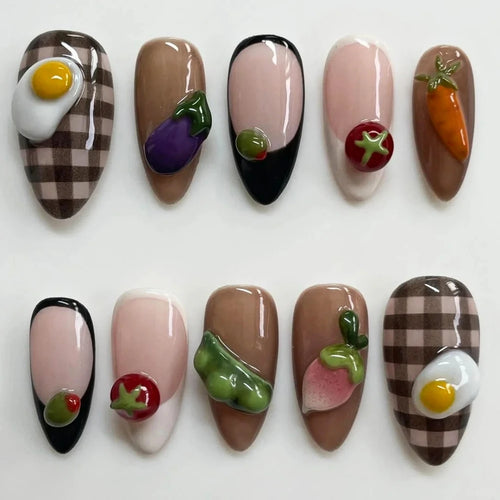 Cute 3D Fruits Press On Nails Set 10Pcs cashymart