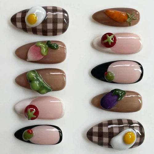  Cute 3D Fruits Press On Nails Set 10Pcs cashymart