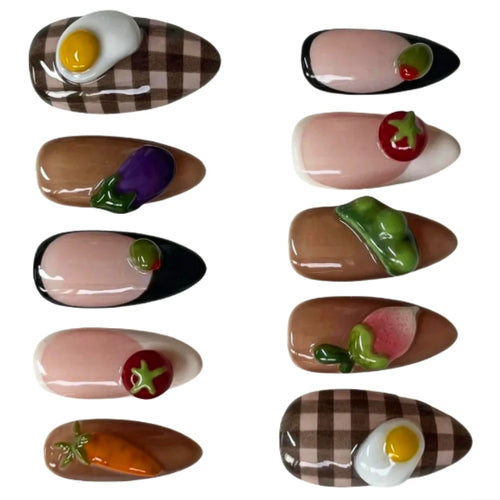  Cute 3D Fruits Press On Nails Set 10Pcs cashymart