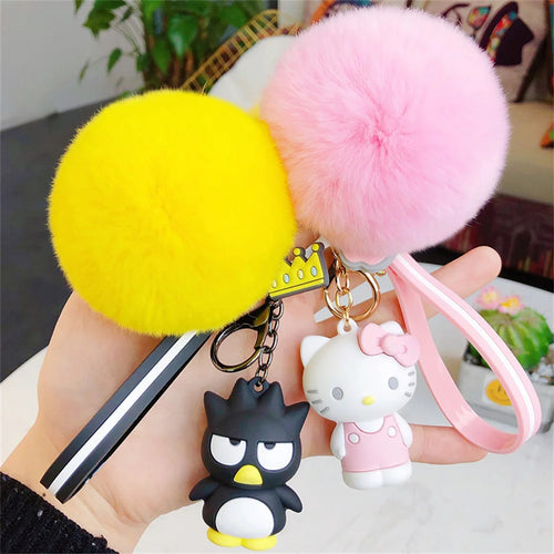  Cute Sanrio Kuromi Keychains with Fur Ball cashymart