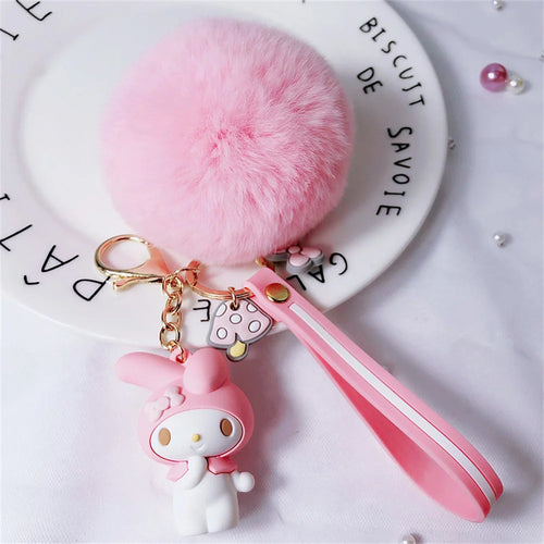  Cute Sanrio Kuromi Keychains with Fur Ball cashymart