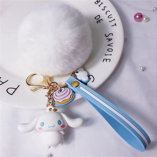  Cute Sanrio Kuromi Keychains with Fur Ball cashymart