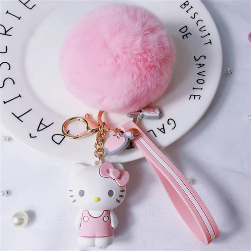  Cute Sanrio Kuromi Keychains with Fur Ball cashymart