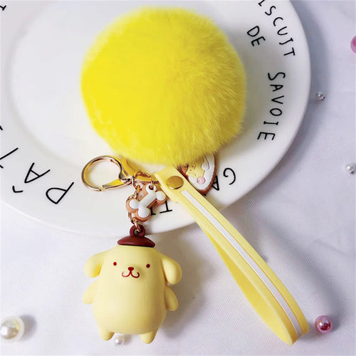  Cute Sanrio Kuromi Keychains with Fur Ball cashymart