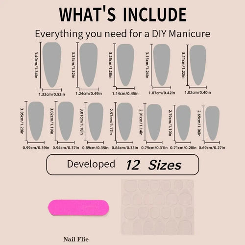  Detachable Wearable Almond Fake Nails 24pc cashymart