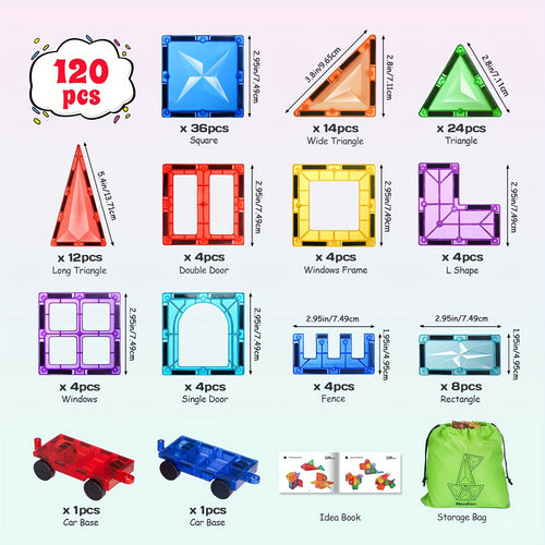  Diamond Magnetic Building Tiles & 2 Cars Set cashymart