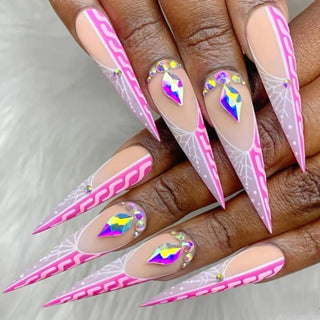  Diamond-Studded Almond Press-On Nails cashymart