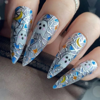  Diamond-Studded Almond Press-On Nails cashymart