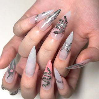  Diamond-Studded Almond Press-On Nails cashymart