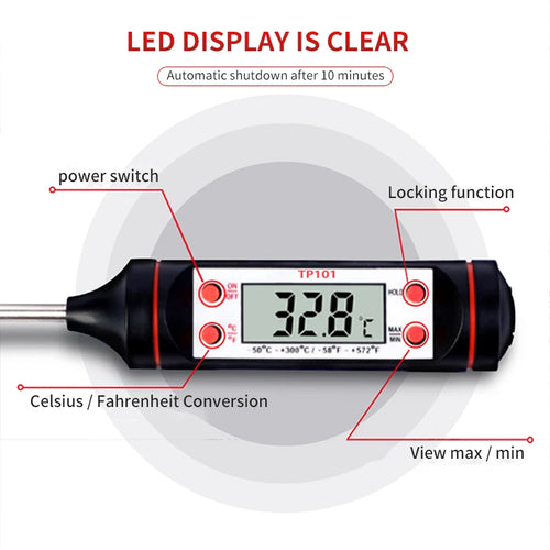  Digital Grill Thermometer with Probe Display cashymart