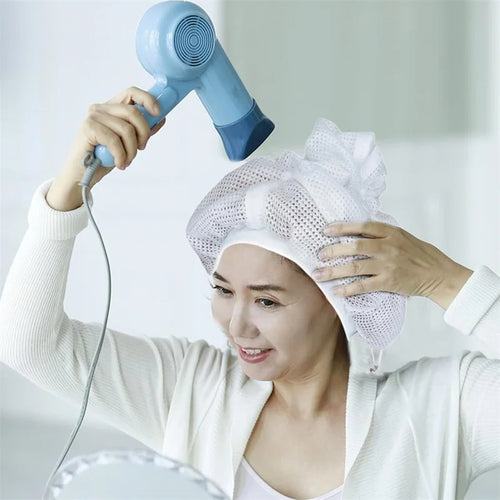  Drawstring Adjustable Net Plopping Cap for Fast Drying Hair cashymart