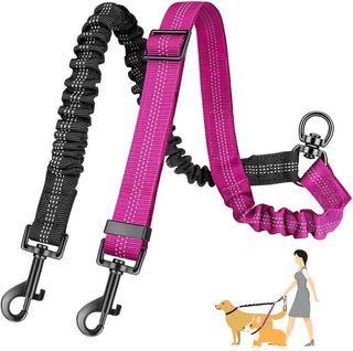  Dual Dog Leash Attachment 1.6ft Adjustable Bungee cashymart