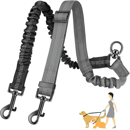  Dual Dog Leash Attachment 1.6ft Adjustable Bungee cashymart