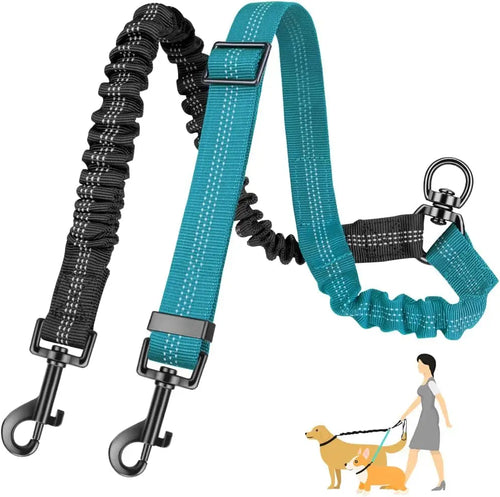  Dual Dog Leash Attachment 1.6ft Adjustable Bungee cashymart
