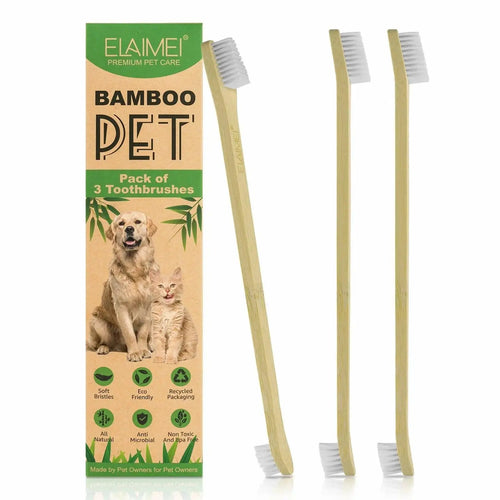  ELAIMEI Bamboo Pet Toothbrush Set cashymart