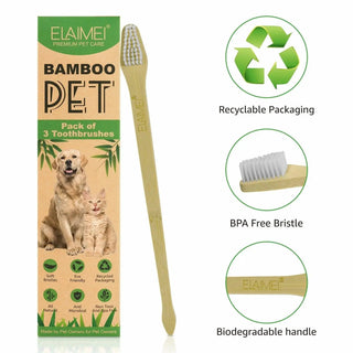  ELAIMEI Bamboo Pet Toothbrush Set cashymart