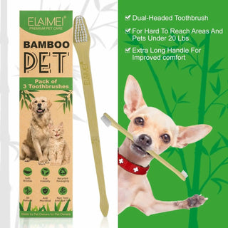  ELAIMEI Bamboo Pet Toothbrush Set cashymart